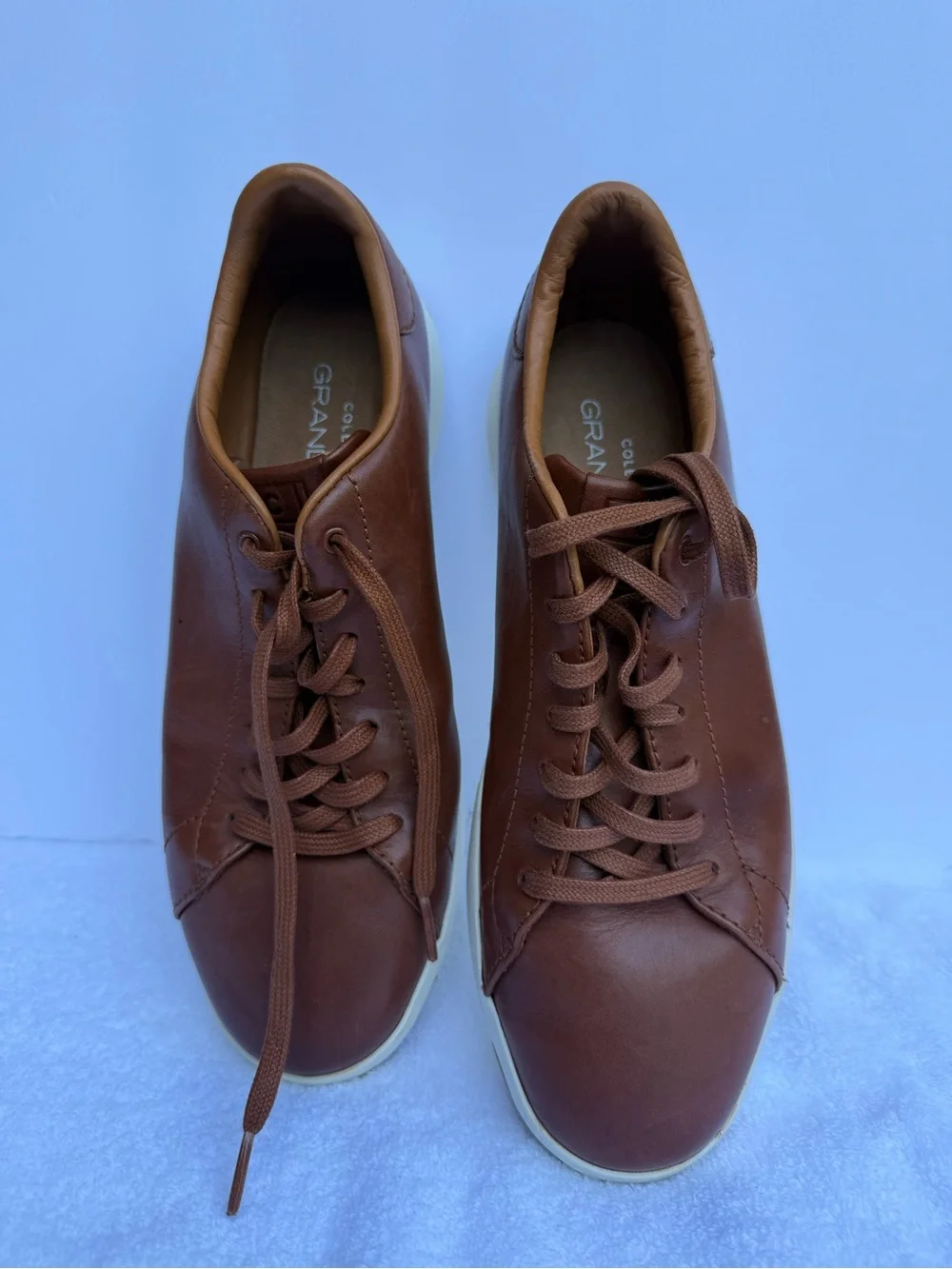 Cole Haan Brown Leather Lace-Up Sneakers with White Sole